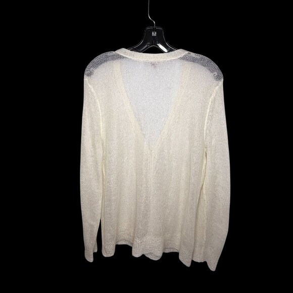 J. Jill Womens XL Open-Front Lightweight Mohair Blend Cardigan Sweater Cream - Picture 2 of 8
